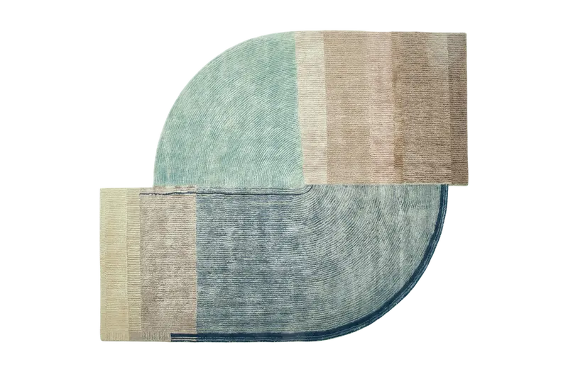 HandsGallery Ковры, созданные вручную FIGURE Pastel Blue/Antique White